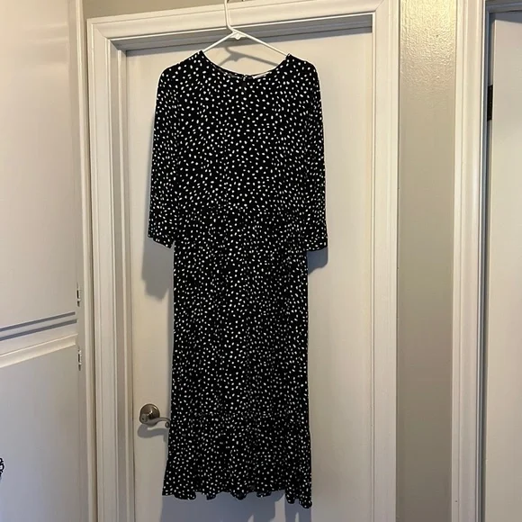 beachlunchlounge | Dresses | Beach Lunch Lounge Dress Black Pia Dot Pattern  Long Sleeve Crepe Dress